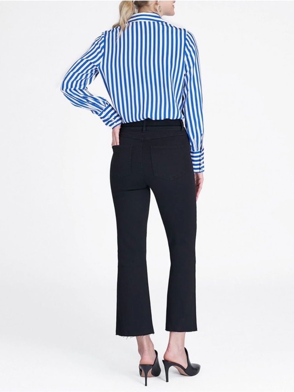 Spanx EveryWear Pull On Kick Flare Jeans Cropped Smooth Tummy High Rise Blk M - Picture 2 of 12